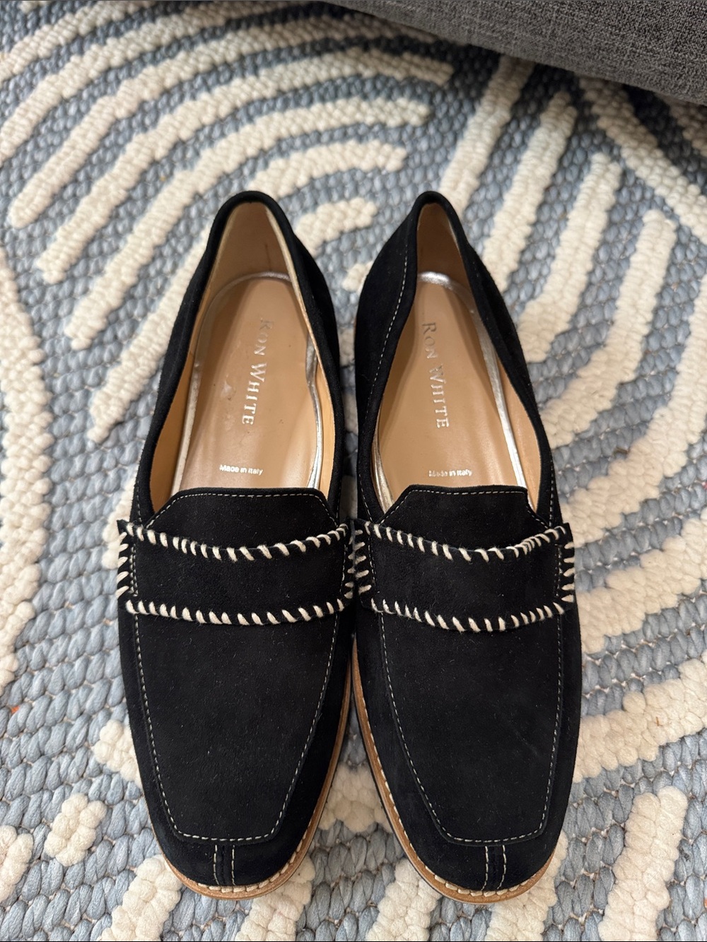 Ron White Black Suede Loafers Made in Italy Comfort Shoes Women's US 8 EU 38.5